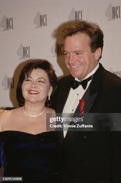 American actress Roseanne Barr and her husband, American actor and comedian Tom Arnold attend the 13th Annual CableACE Awards, held at the Pantages...