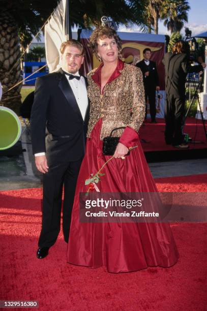 American actress Majel Barrett and her son, Rod Roddenberry, attends the 2nd Annual Screen Actor's Guild Awards, held at the Santa Monica Civic...