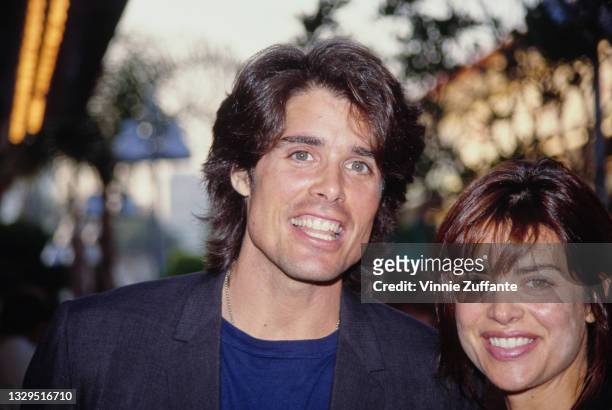American actor Peter Barton and American actress and television personality Lisa Rinna, location unspecified, circa 1992.