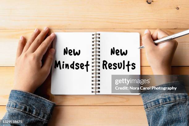 new mindset new result text on note pad - change attitude stock pictures, royalty-free photos & images