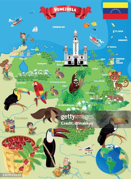 stockillustraties, clipart, cartoons en iconen met cartoon map of venezuela - anteater