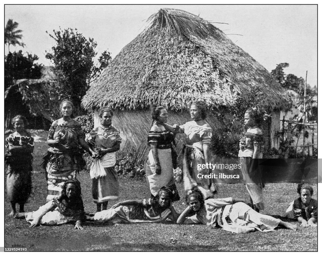 Antike Schwarz-Weiß-Fotografie: Pago Pago, Insel Tutuila