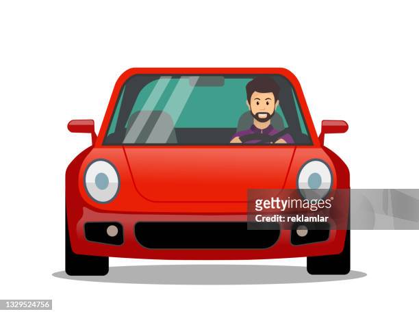 ilustrações de stock, clip art, desenhos animados e ícones de young male character driving a car, millennial lifestyle, young man driver. - car window