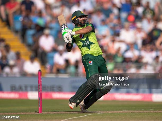 Imad Wasim of Pakistan batting during the 2nd T20I between England and Pakistan at Emerald Headingley Stadium on July 18, 2021 in Leeds, England.