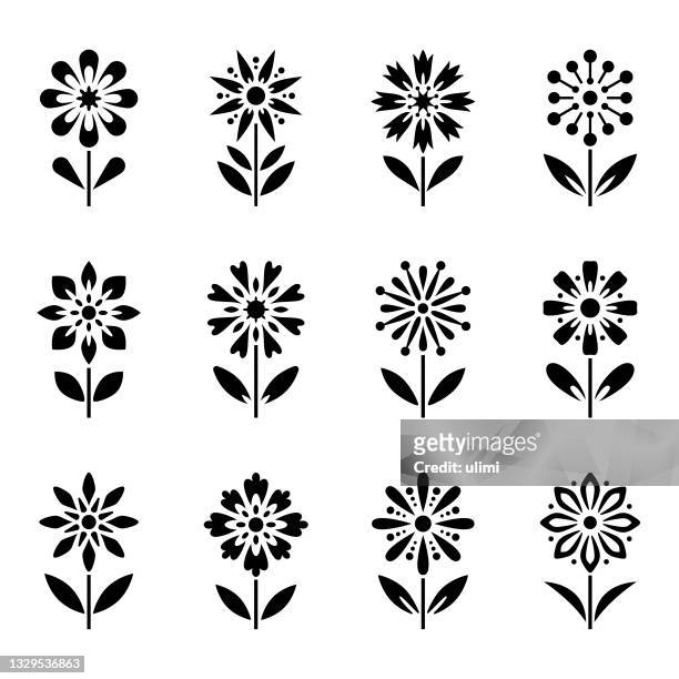 flower icon set - inflorescence stock illustrations