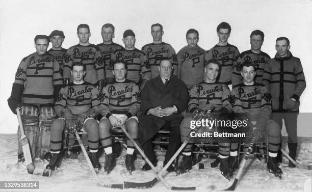 Team photo of the Pittsburgh Pirates hockey team. Circa 1925.