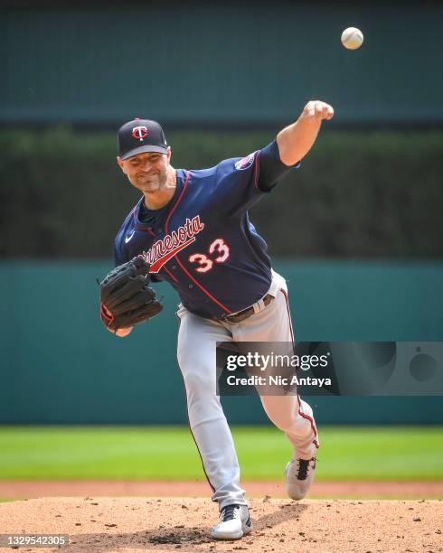 Happ of the Minnesota Twins delivers a pitch against the Detroit Tigers at Comerica Park on July 18, 2021 in Detroit, Michigan.