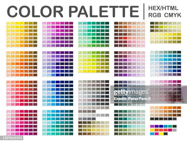 ilustrações de stock, clip art, desenhos animados e ícones de color palette. color chart. print test page. color codes. rgb, hex html, cmyk. vector color - paleta de maquilhagem