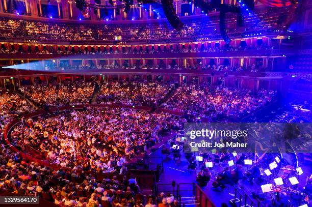 Full crowd fill the seats ahead of the Royal Albert 150th Anniversary Concert at Royal Albert Hall on July 19, 2021 in London, England.