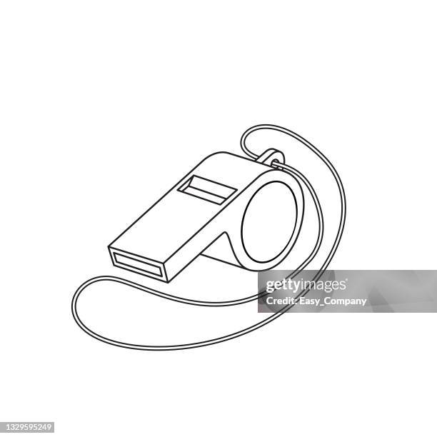 stockillustraties, clipart, cartoons en iconen met black and white cartoon whistle pictures for kids this is a vector illustration for preschool and home training for parents and teachers. - fluit sportartikelen