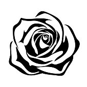 Black silhouette of a rose. Vector illustration.