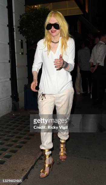 Pam Hogg seen attending Fat Tony's autobiography "I Don't Take Requests" pre-launch party at Isabel Mayfair on July 19, 2021 in London, England.