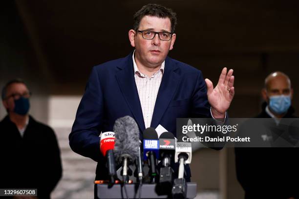 Victorian Premier Daniel Andrews addresses the media during a press conference on July 20, 2021 in Melbourne, Australia. Premier Andrews has...