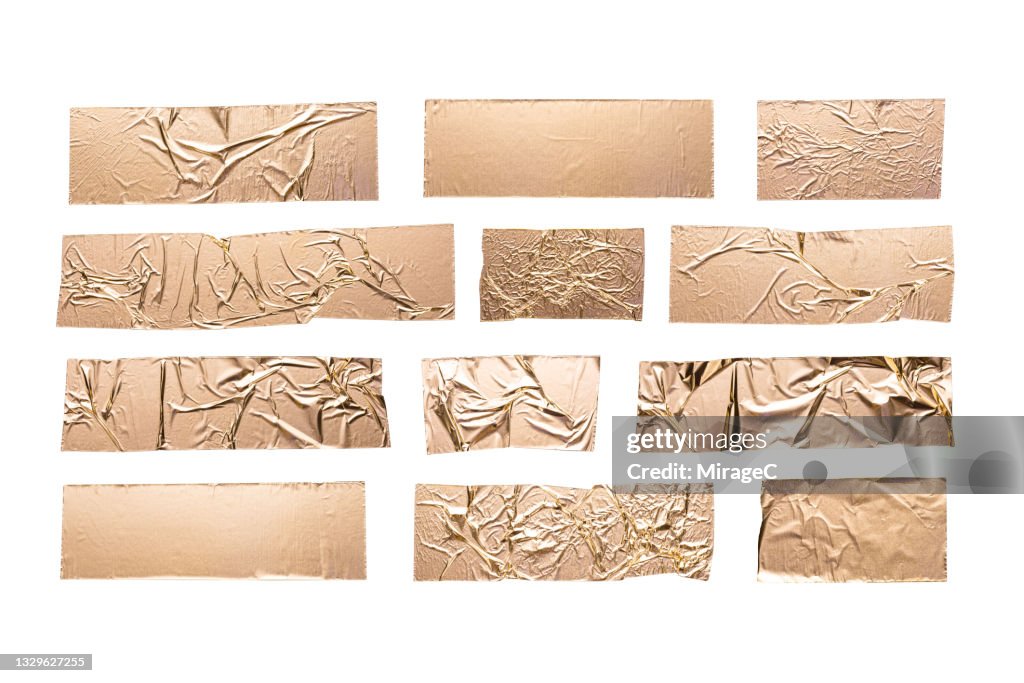 Gold Foil Adhesive Tape Isolated on White