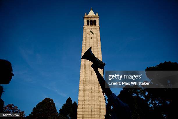 University of California, Berkeley students march through campus as part of an "open university" strike in solidarity with the Occupy Wall Street...