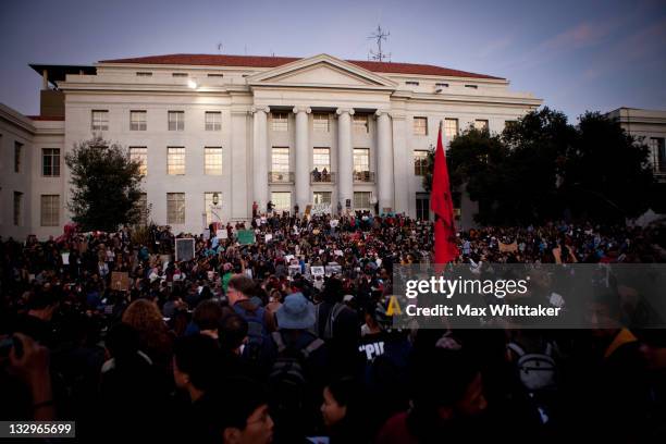 University of California, Berkeley students protest on campus as part of an "open university" strike in solidarity with the Occupy Wall Street...