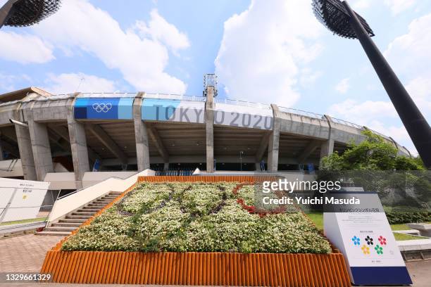 General view of the Fukushima Azuma Stadium ahead of the Tokyo 2020 Olympic Games on July 20, 2021 in Fukushima, Japan.