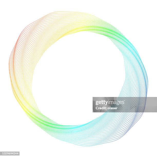 modern twisted wave pattern made of rainbow colored lines - light wave radius stock illustrations