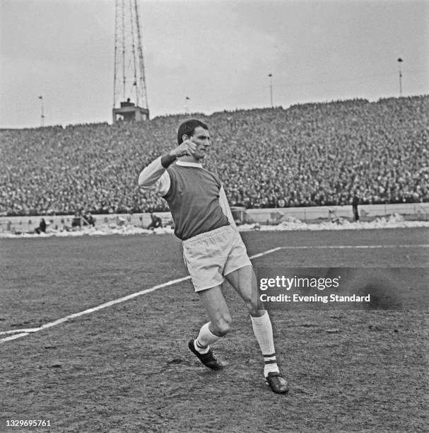 Northern Irish footballer Derek Dougan of Peterborough United FC during an FA Cup quarterfinal match against Chelsea at Stamford Bridge in London,...