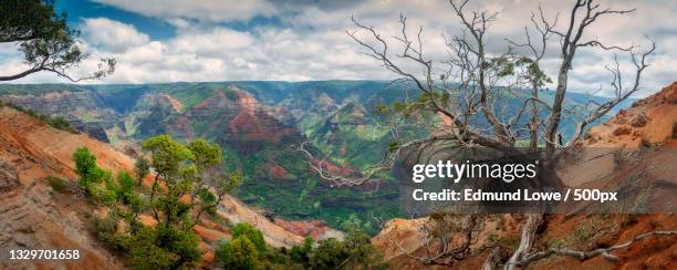 panoramic view of landscape against sky,waimea canyon state park,united states,usa - waimea canyon state park stock pictures, royalty-free photos & images