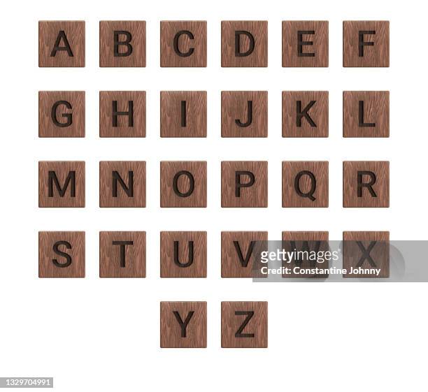 front view of abc wooden text alphabet block isolated on white background - pejft 個照片及圖片檔
