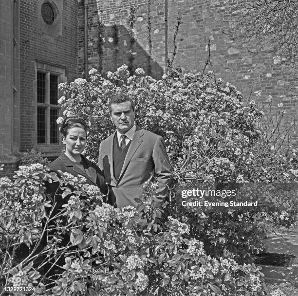 Opera singers Montserrat Caballé and Federico Davia in the grounds of Glyndebourne in East Sussex, UK, 15th May 1965. They are performing at the...