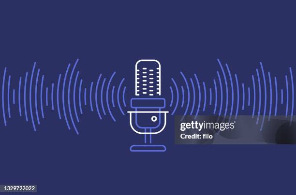 podcast audio waves background - talking to the media stock illustrations