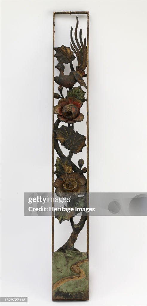 Carved Openwork Panel With Hibiscus And Long-Tailed Bird