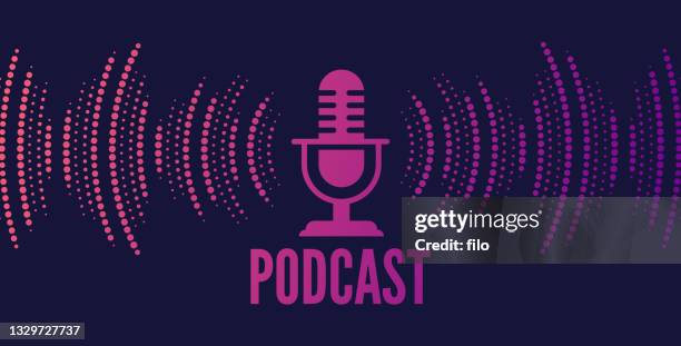 stockillustraties, clipart, cartoons en iconen met podcasting audio waves abstract background - multimedia