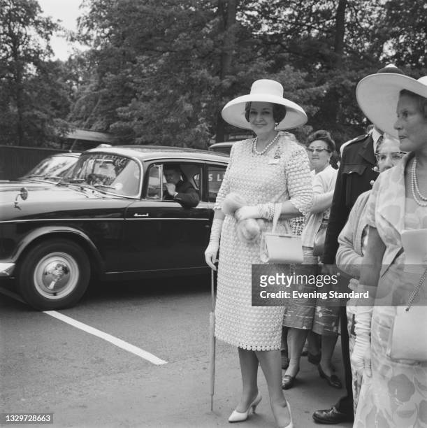 Begum Om Habibeh Aga Khan , the fourth wife of Sir Sultan Mahomed Shah, Aga Khan III, at Ascot racecourse, UK, 15th June 1965. She was born Yvonne...