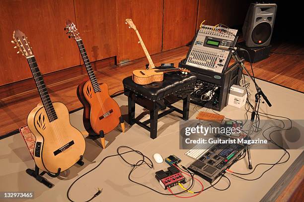 Gary Hearn electro-acoustic guitar, Hearns Richard Durant Signature electro-acoustic guitar and a David Whiteman concert ukelele, belonging to...