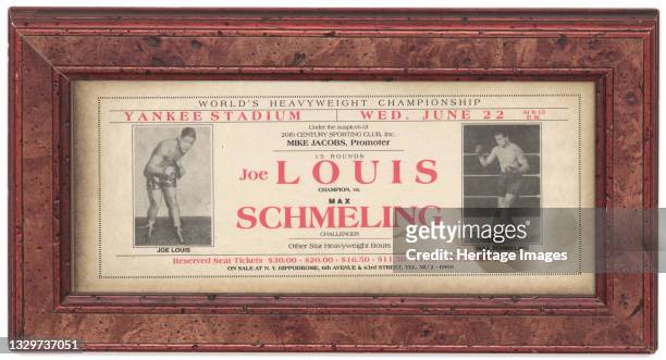 Framed advertisement for a World Heavyweight Championship boxing match between the African-American Joe Louis and the German Max Schmeling ,...