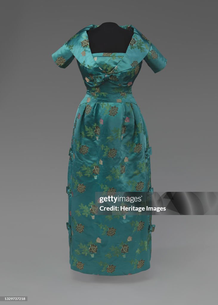 Teal Blue Dress And Cropped Jacket Designed By Ann Lowe