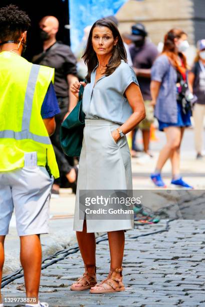 Bridget Moynahan is seen on location for 'And Just Like That' on July 20, 2021 in New York City.