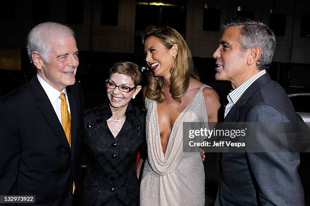 Nick Clooney, Nina Bruce and actors Stacy Keibler and George Clooney arrive at "The Descendants" Los Angeles Premiere at AMPAS Samuel Goldwyn Theater...