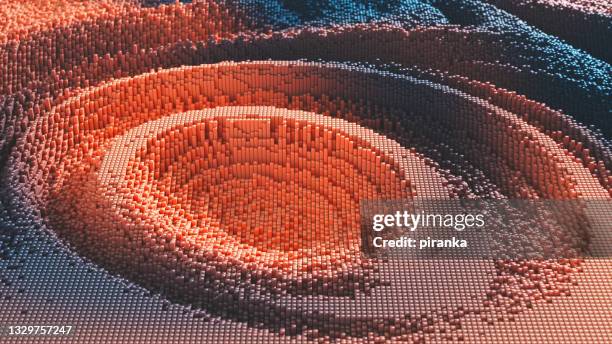 paysage pixélisé - nanoparticule photos et images de collection