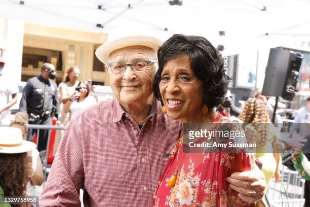 Norman Lear and Marla Gibbs attend the Hollywood Walk of Fame Star Ceremony honoring Marla Gibbs on July 20, 2021 in Hollywood, California.