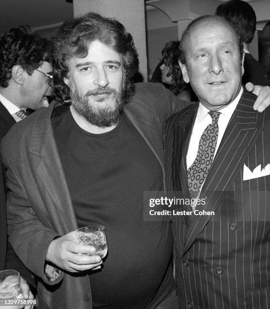 American lyricist Gerry Goffin and American record producer, A&R executive, music industry executive, and lawyer Clive Davis pose for a portrait on...