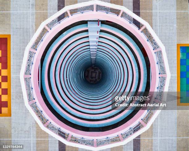 atrium of a residential building in ma shan village photographed from directly above, new territories, hong kong - building hong kong stock pictures, royalty-free photos & images