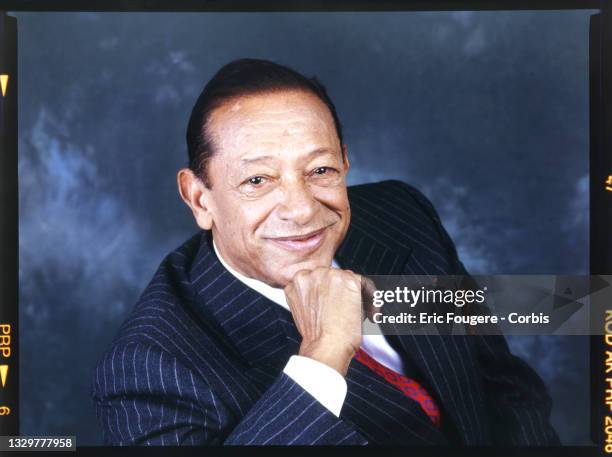 Singer Henri Salvador poses during a portrait session in Paris, France on .