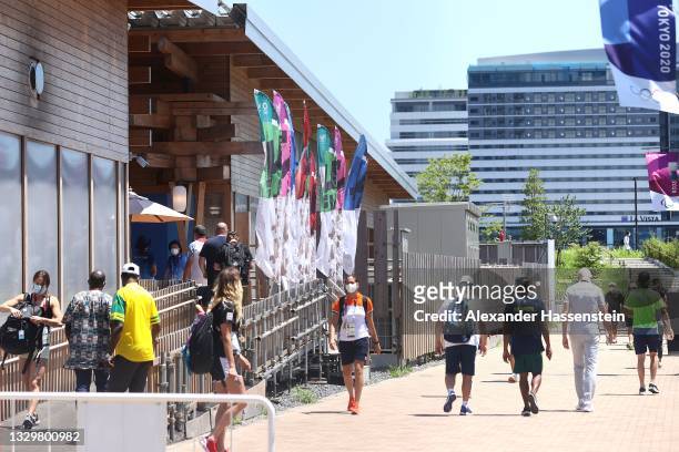 General view of the Olympic Village ahead of the Tokyo 2020 Olympic Games on July 21, 2021 in Tokyo, Japan.