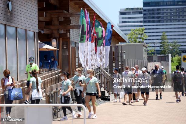 General view of the Olympic Village ahead of the Tokyo 2020 Olympic Games on July 21, 2021 in Tokyo, Japan.
