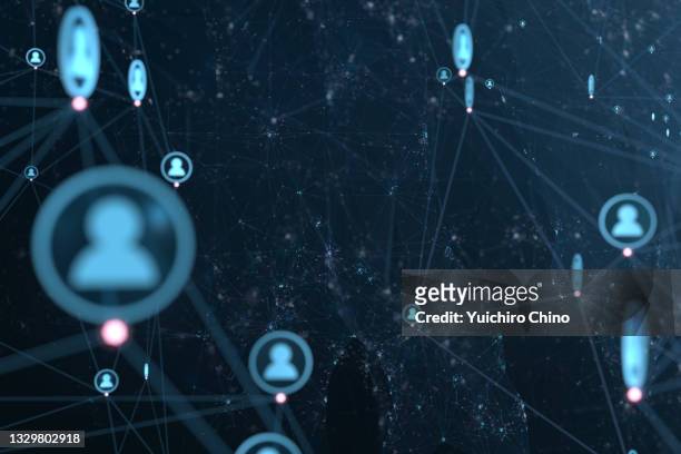 a very huge network of human connections - online messaging fotografías e imágenes de stock