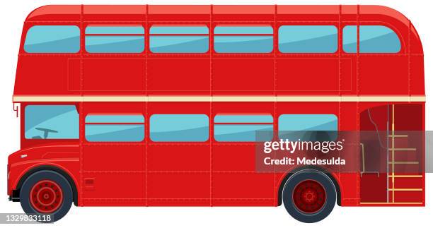 illustrazioni stock, clip art, cartoni animati e icone di tendenza di autobus a due piani - autobus a due piani