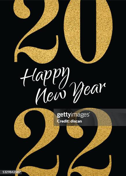 2022 - new year's day card with golden glitter. - fancy numbers stock illustrations