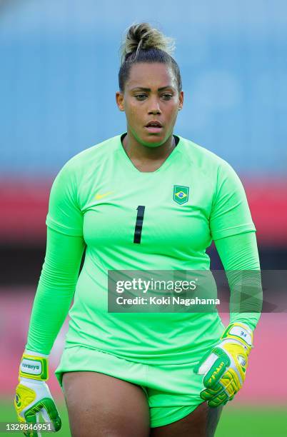 Barbara of Team BraTeam Brazil looks on during the Women's First Round Group F match between China and Brazil during the Tokyo 2020 Olympic Games at...