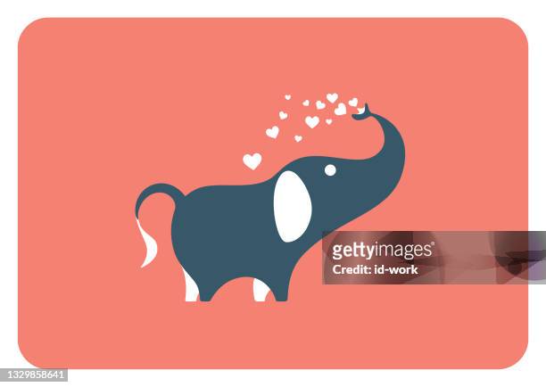 elephant spraying heart shapes - cartoon characters with big noses 幅插畫檔、美工圖案、卡通及圖標