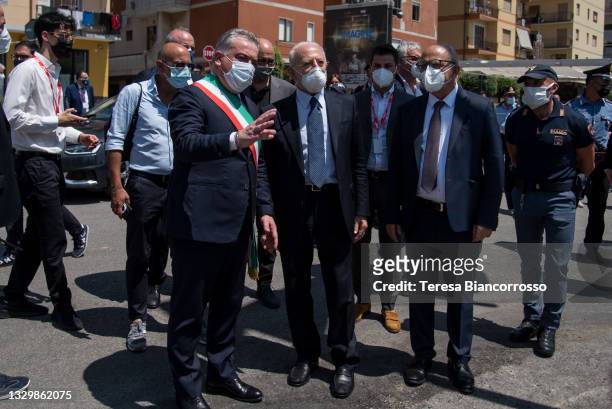 The Governor of the Campania Region Vincenzo De Luca, the director of the festival Claudio Gubitosi and the mayor of Giffoni Valle Piana Antonio...