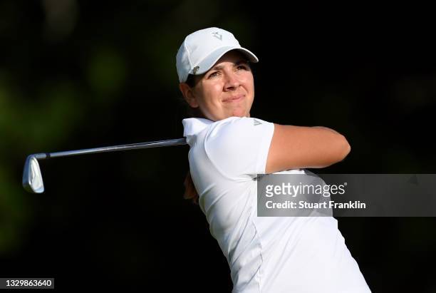 Kristen Gillman of USA plays a shot during the Pro-Am prior to the start of the The Amundi Evian Championship at Evian Resort Golf Club on July 21,...