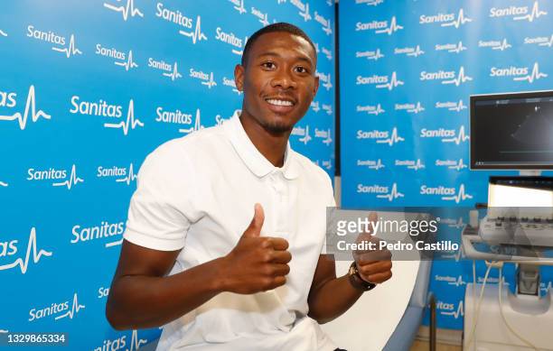 New signing David Alaba of Real Madrid on July 21, 2021 in Madrid, Spain.